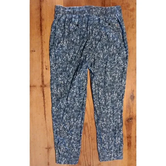 Tommy Hilfiger Womens M Floral Blue Chambray Ankle Pants Pull On Cottagecore - Picture 6 of 7